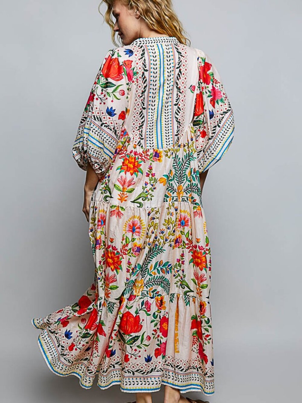 POL Multi Print Kaftan Maxi Dress - Picture 2 of 6
